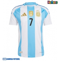 Camisa de Futebol Argentina Rodrigo De Paul #7 Equipamento Principal Copa America 2024 Manga Curta